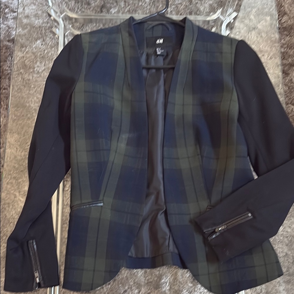H&M Women's Dark Plaid Blazer